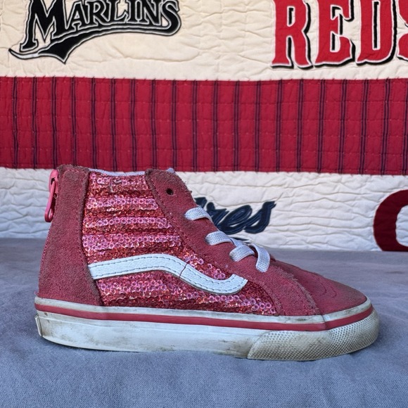 Size 8.5c - Vans Toddler Infant Baby  High Top SK8-Hi‎ Micro Sequins Zip Shoes - Picture 6 of 9